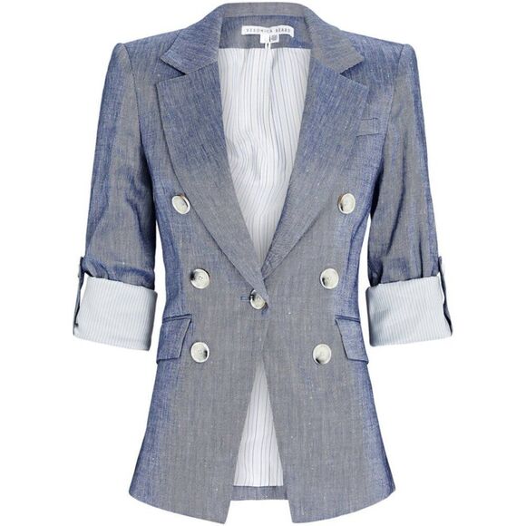 EUC Veronica Beard Womens 'Kelson' Dickey Chambray Blue Blazer - Picture 3 of 9